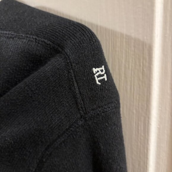 Polo Ralph Lauren Jeans Company Black Logo Long Sleeve V-Neck Sweater ~ Large - Picture 3 of 6